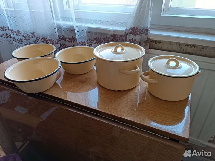 Набор эмалированной посуды, Ведро с крышкой эмаль