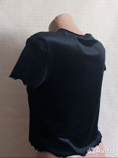 Топ футболка бархат чёрный topshop 44-46