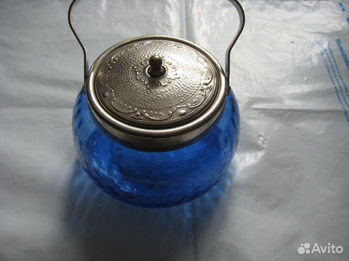 Сахарница СССР (синее стекло)