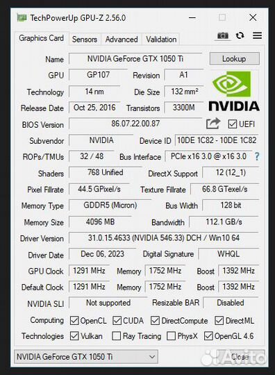 Видеокарта Gtx 1050 Ti 4gb