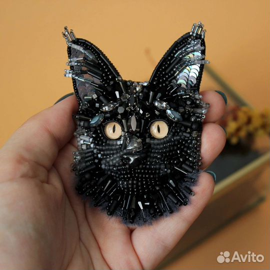 Брошь портрет кошки мейн-кун на заказ
