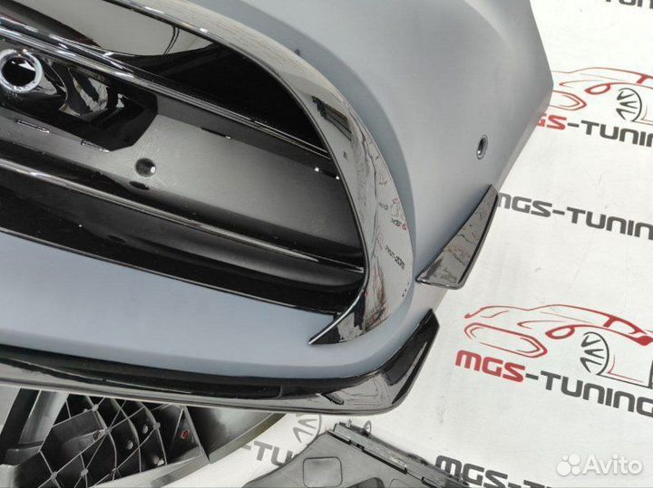 Передний бампер A45 AMG A-class W176 рест GT хром