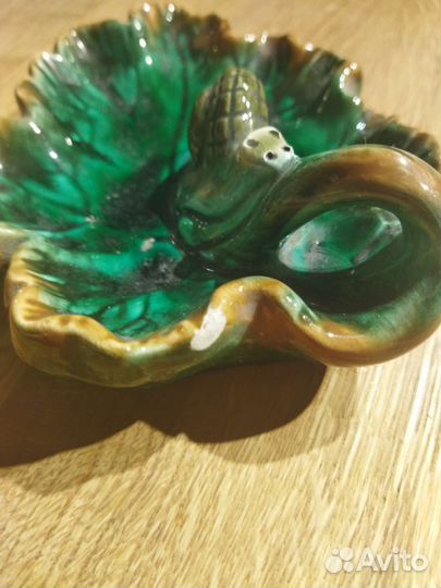 Пепельница СССР Улитка на виноградном листе