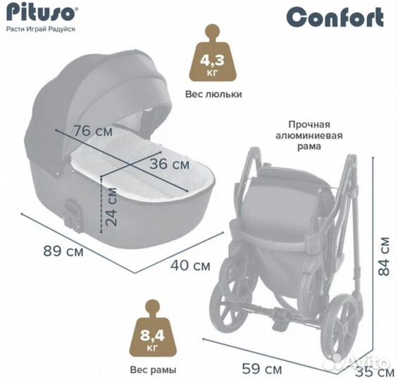 Коляска 2 в 1 Pituso Confort