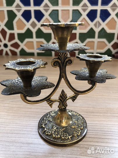 Подсвечник старинный из бронзы. Индия