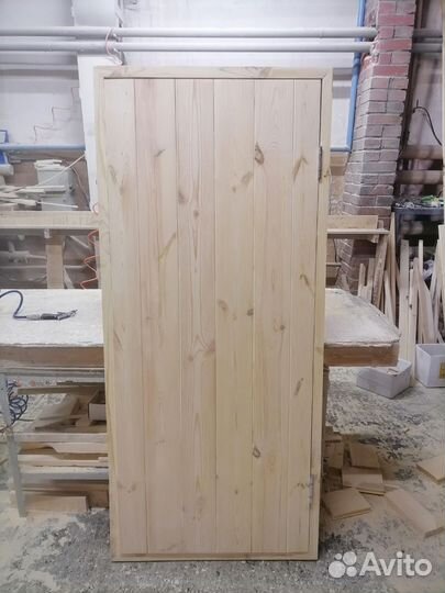 Дверь банная, клиновая Ласточкин Хвост (сосна)