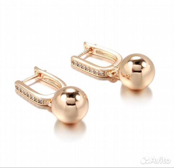 Серьги позолоченные с цирконом