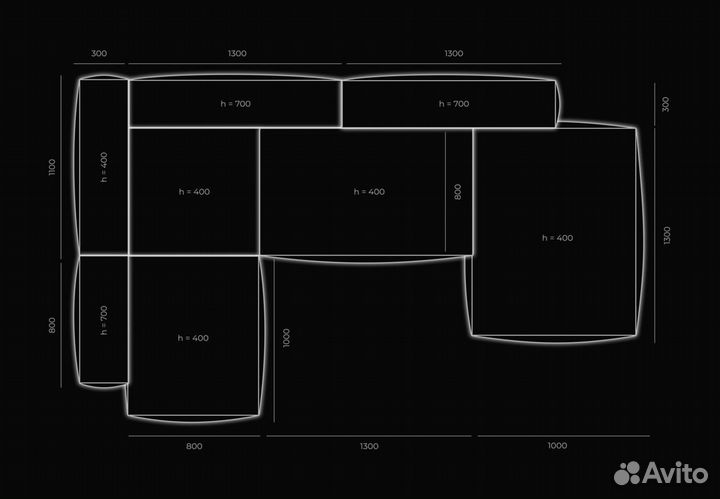 Диван 34502100 мм