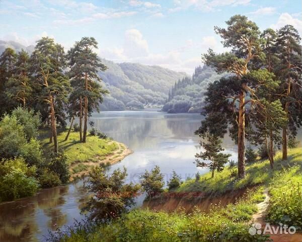 Алмазная мозаика 40x50 Густой хвойный лес