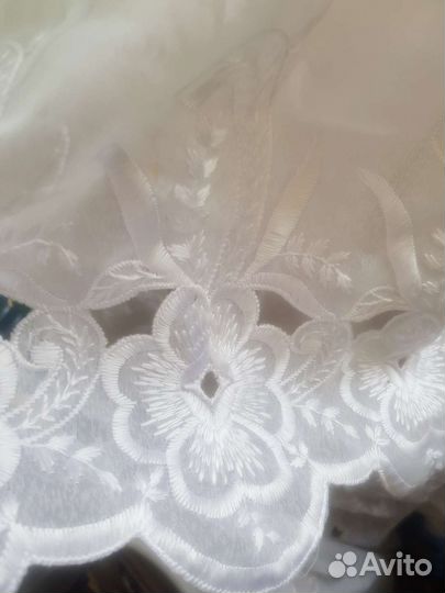 Тюль капроновая ажурная вышивка цветы