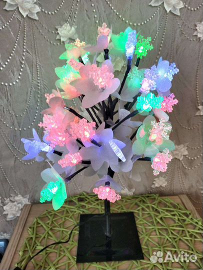 Новогодняя иллюминация винтаж Дерево в снежинках