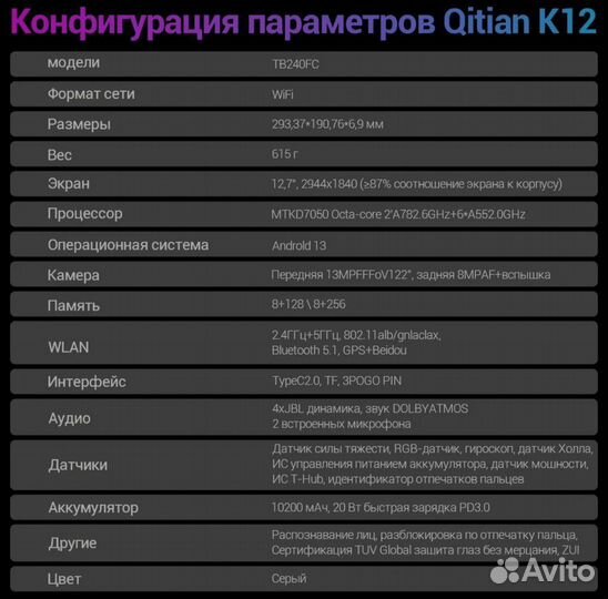 Планшет 12.7