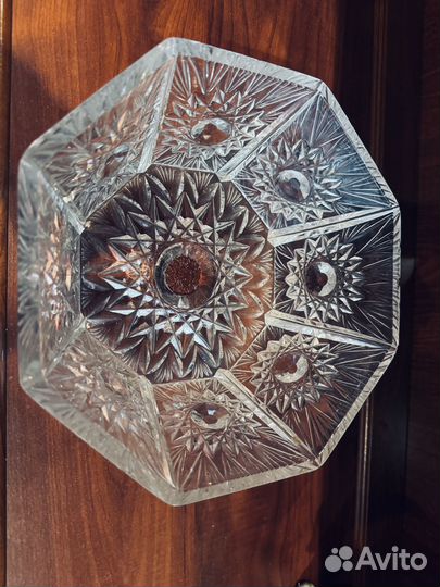 Большая хрустальная ваза для фруктов