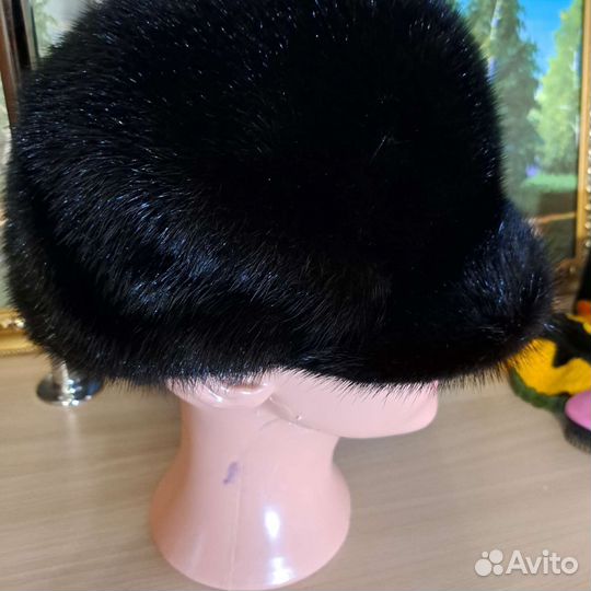 Берет норковый черный