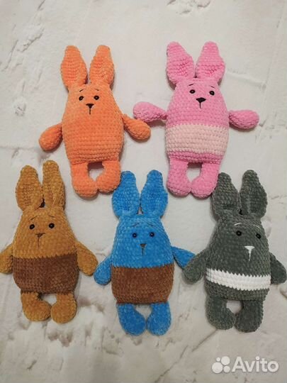 Плюшевый зайка-сплюшка, вязаный зайчик, амигуруми