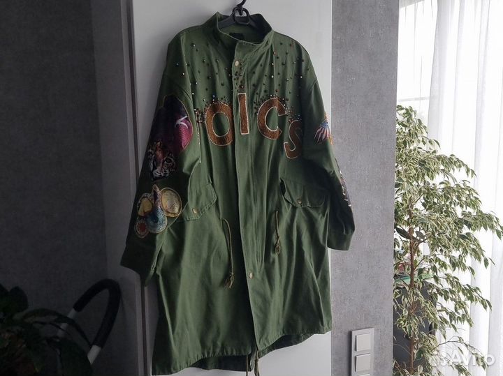 Яркая парка джинсовая куртка 50-54 размер