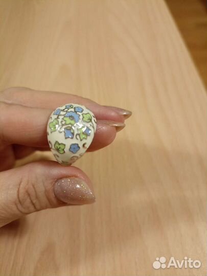 Кольцо серебро эмаль летнее