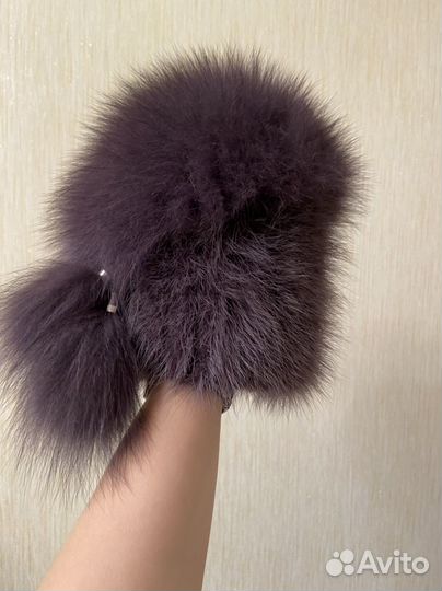 Шапка норковая вязаная