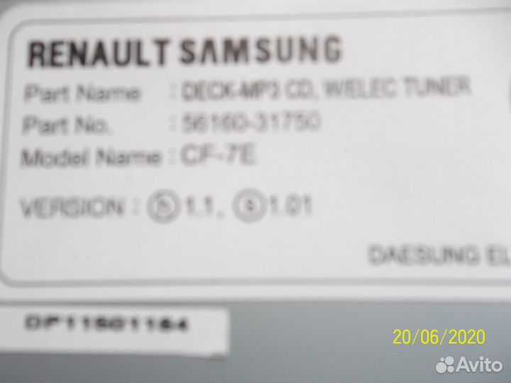 Автомагнитола renault samsung оригинальная
