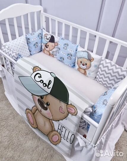 Новые бортики с одеялом в кроватку