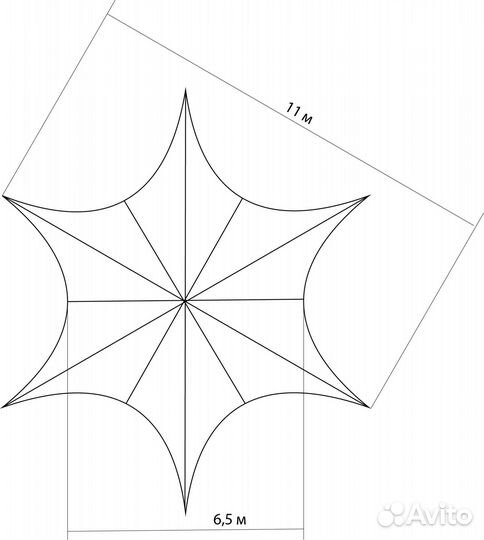 Шатер тент Звезда, средняя 34 м2, 