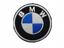 Нашивка патч BMW круглая черно-серая