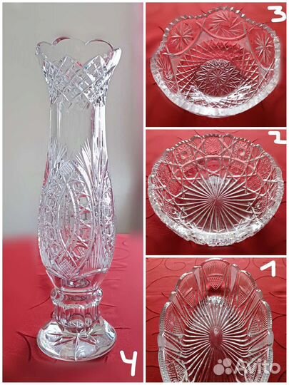 Хрустальные вазы, пепельница, конфетницассср