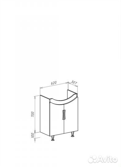 Тумба с раковиной Bellezza Лагуна 65 Белый