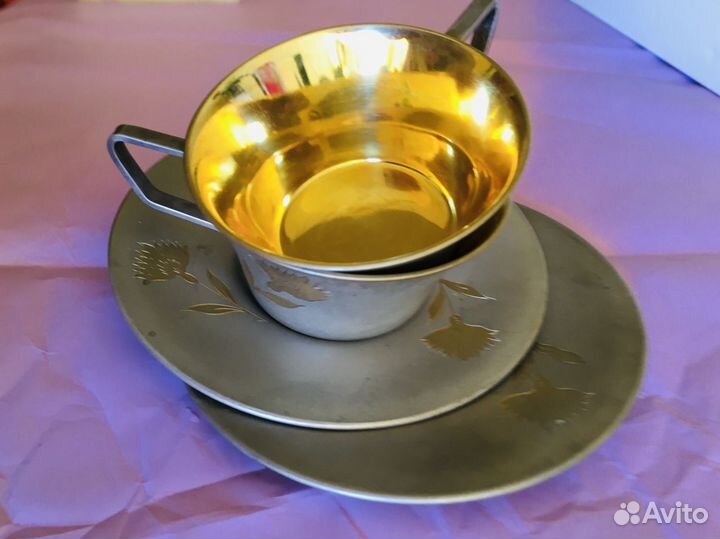 Две винтажные кофейные пары из серебра 875 пробы