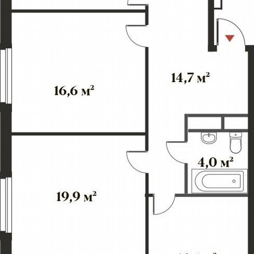 3-к. квартира, 88,1 м², 1/6 эт.