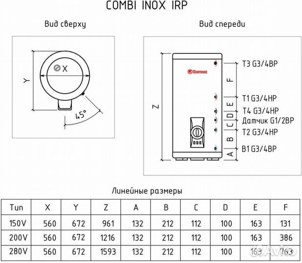 Водонагреватель Thermex IRP 200 V Combi