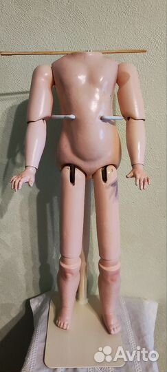 Тело антикварной немецкой куклы 49 см, лунка 5 см