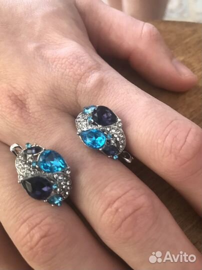 Серьги,кулон,колечко