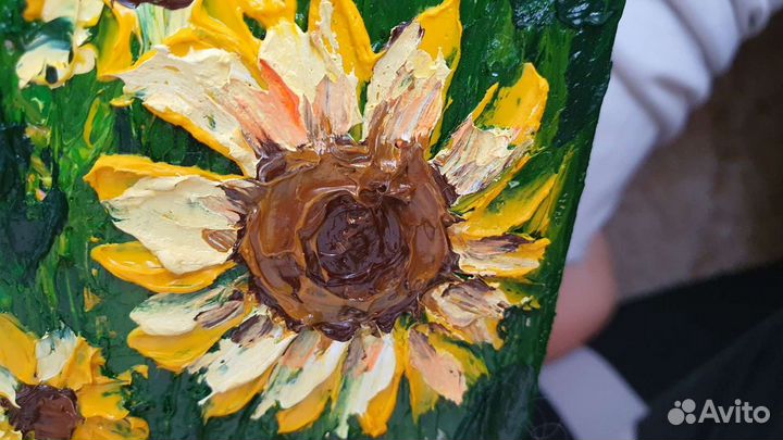 Картина маслом подсолнухи