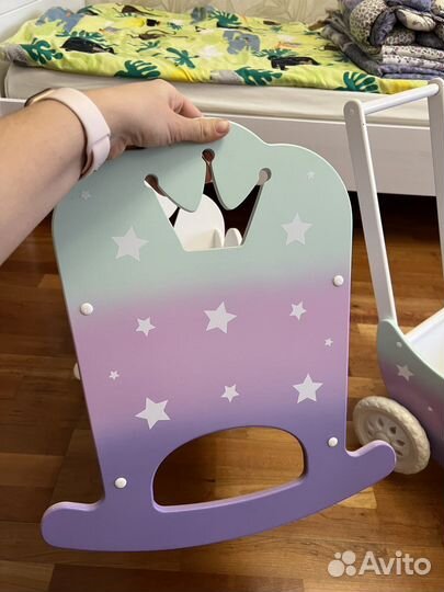 Коляска для кукол и кроватка набор