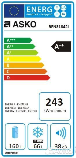 Встраиваемый комбинированный холодильник Asko RFN3