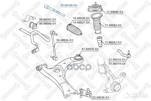 5500168SX тяга рулевая Toyota Avensis AZT250 0