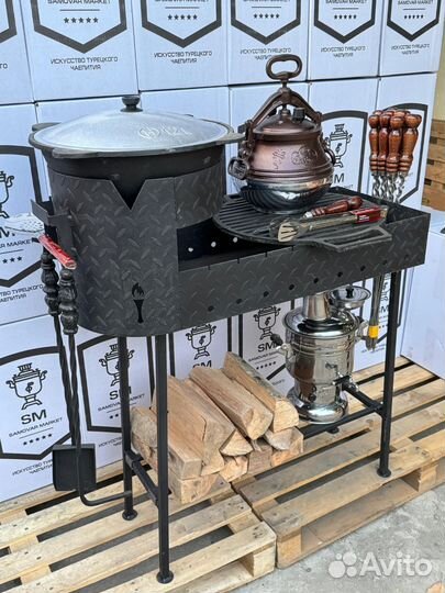 Мангал с печью под казан
