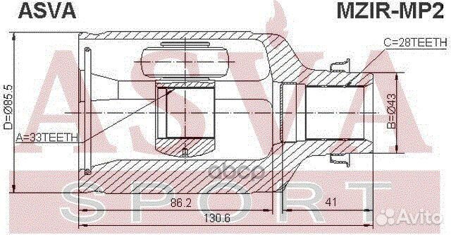 ШРУС внутренний правый 33x43x28 mzir-MP2 asva