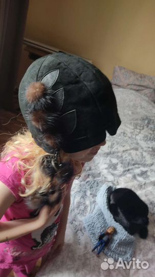 Шапка натуральная кожа и мех