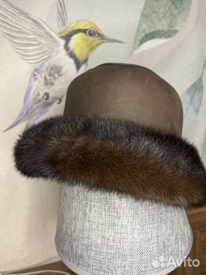 Шляпа с норкой зимняя, норковая шапка