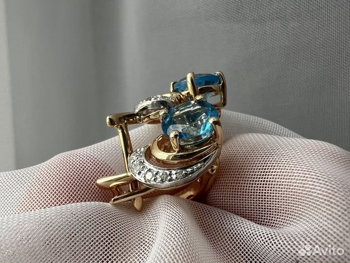 Серьги с топазами и бриллиантами