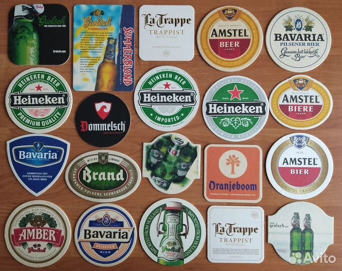 20 разных пивных подставок (бирдекели) Голландия