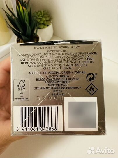 Carolina herrera 212 Men Туалетная вода 100 мл