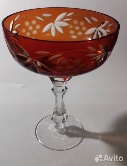 Ваза конфетница цветной хрусталь 70-е