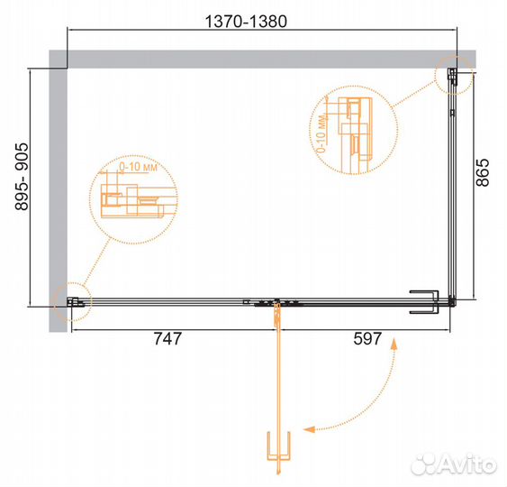 Душ. уголок Cezares 140x90 bellagio-ah-1-140/90-c