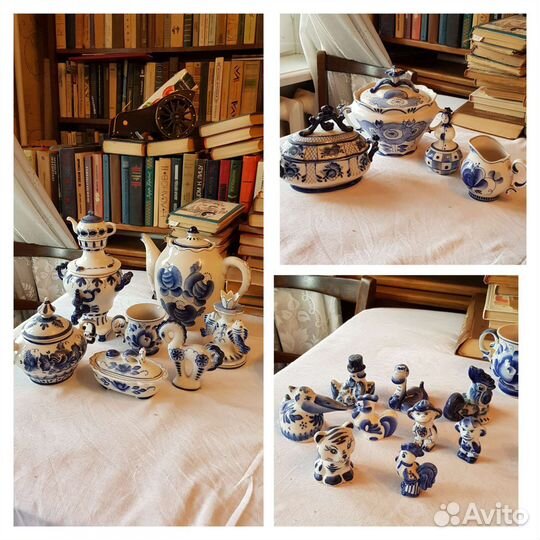 Гжель самовар фигурка конфетница