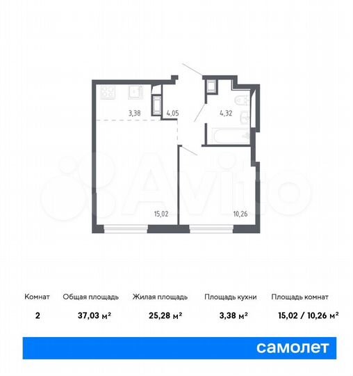 2-к. квартира, 37 м², 1/13 эт.