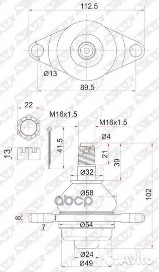 Шаровая опора нижняя FR toyota Estima 90-99 ST