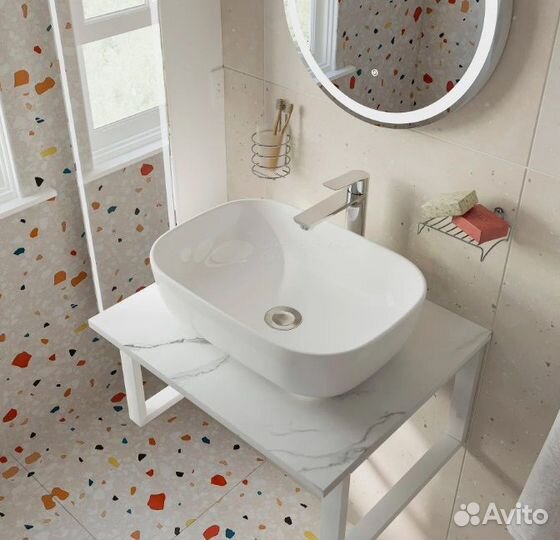 Столешница под раковину 60*46 керамогранит коричне